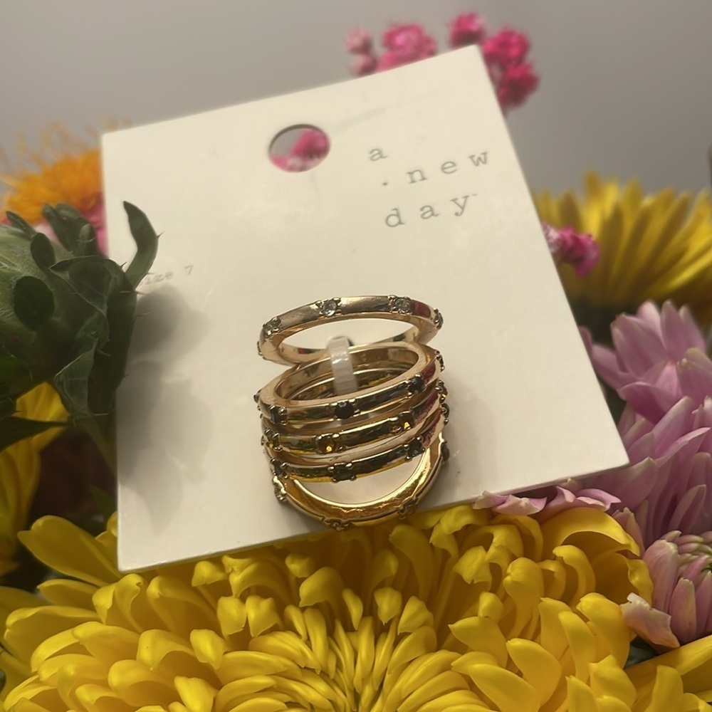 A New Day Gold Tone Stackable Rings New - Picture 5 of 6